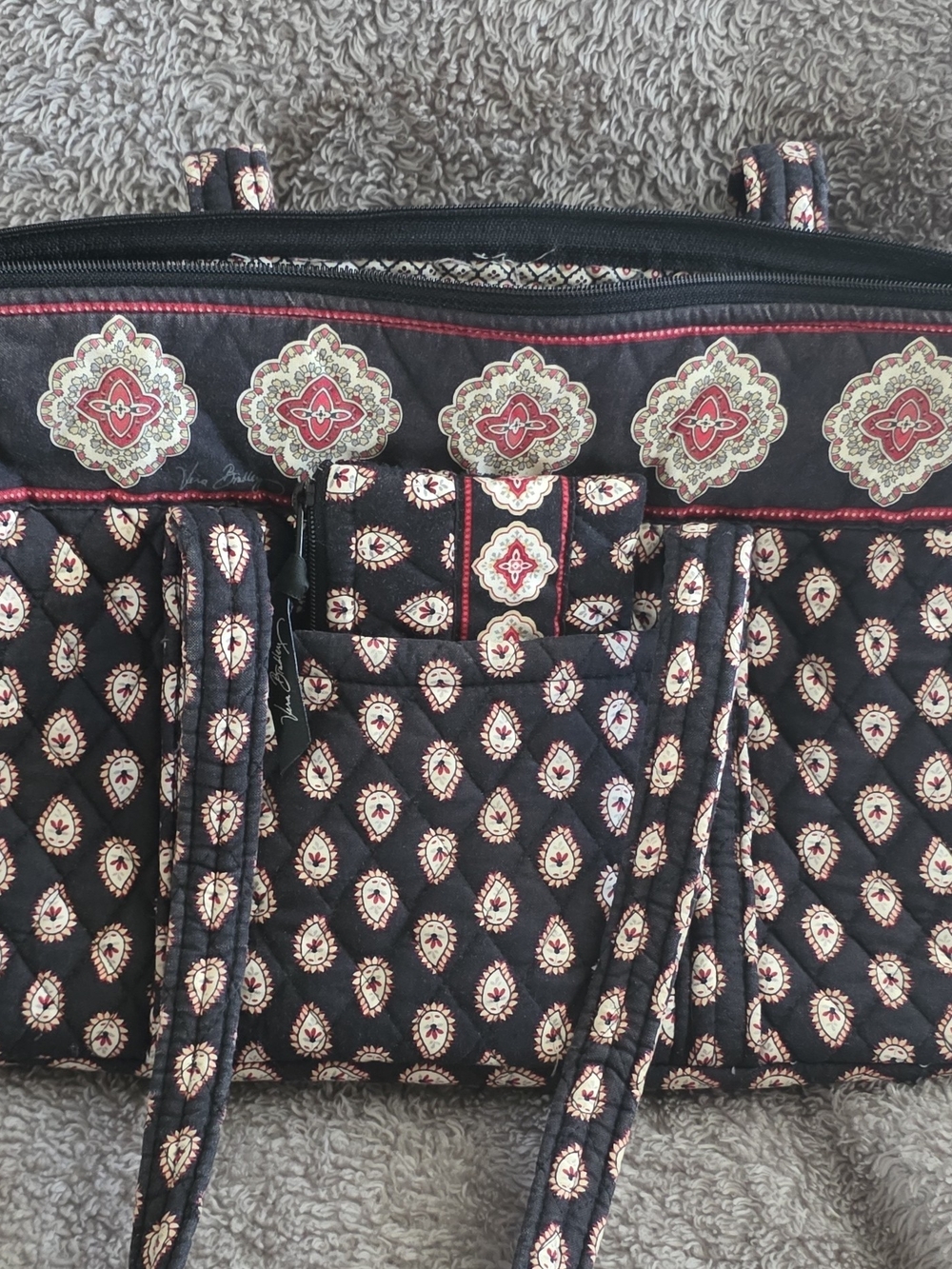 Vera Bradley Black & Red Quilted Tote Bag